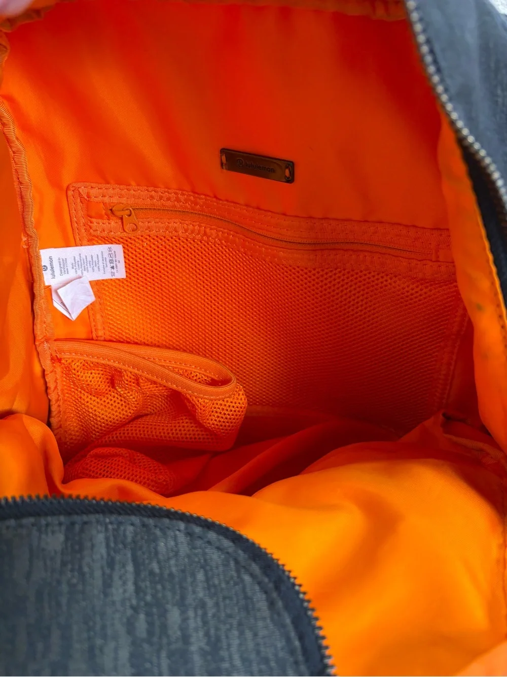 Lululemon City Adventurer Backpack Heathered Grey Black Orange Lining Laptop OS